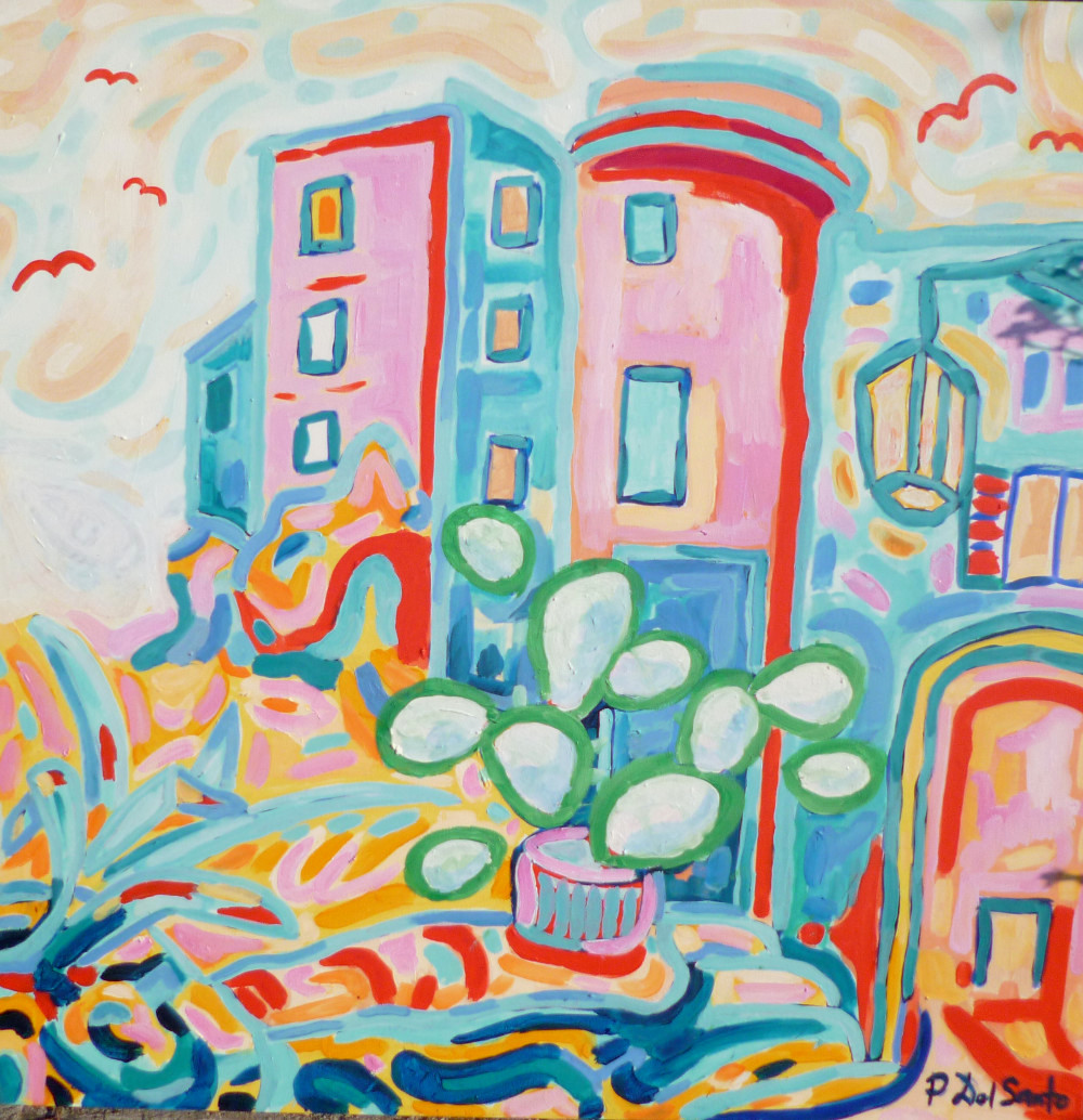 Del Santo Patrizio, la Torretta di Tellaro con gabbiani rossi e cactus